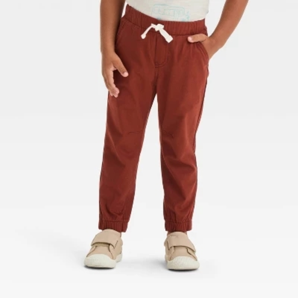 Lot of 3 Cat & Jack Woven Pull-on Joggers - Rust, Brown, and Black - Picture 4 of 4